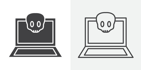 Cyber attack icon Line graphics illustration