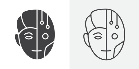 Cyborg icon Line graphics illustration