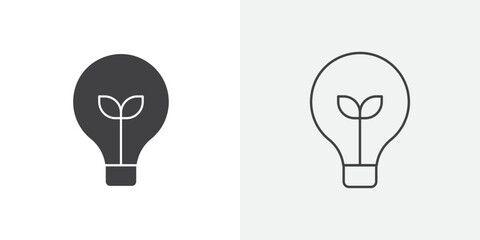 Eco light bulb icon Line graphics illustration