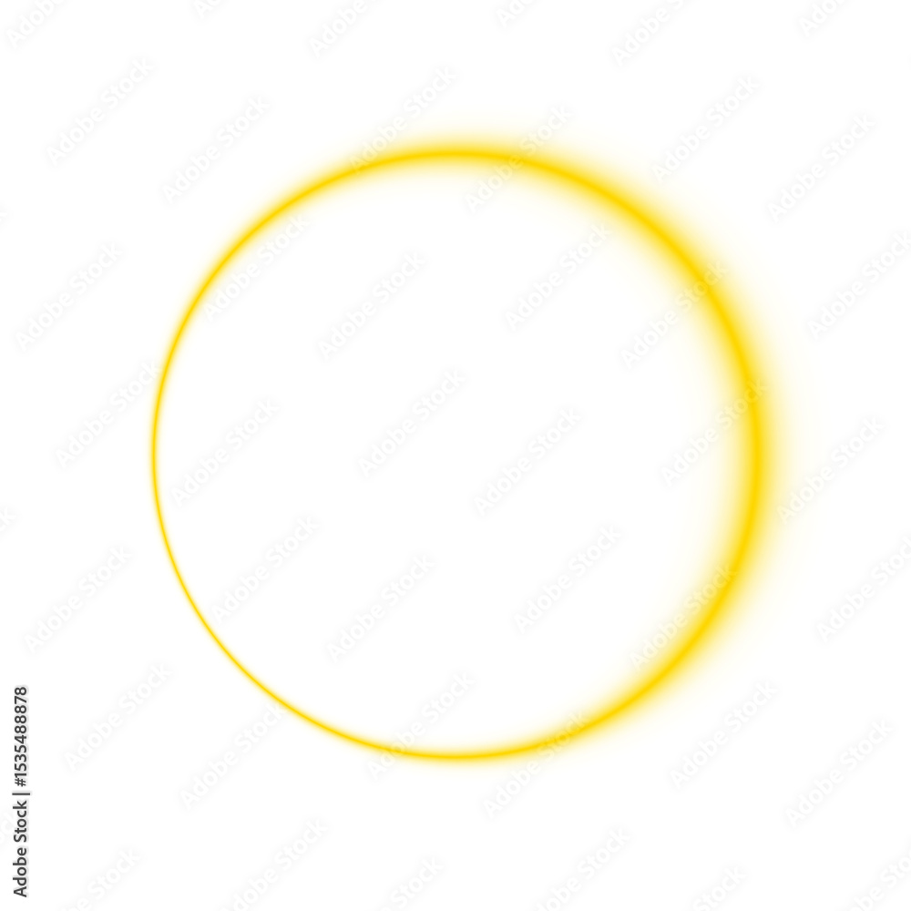 Poster neon glowing gradient yellow circular ring frame with 3d design and blank center on transparent back