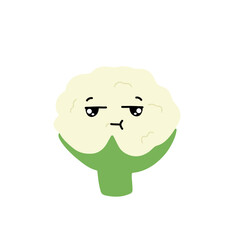 Various Cauliflower expressions of cartoon illustrations. cute and adorable emoticons of fruits and vegetables style