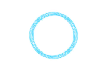 Neon glowing gradient blue circular rings frame with 3d design and blank center on transparent background