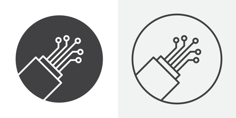 Fototapeta premium Fiber optic cable icon Line graphics illustration