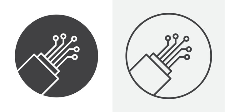 Fiber optic cable icon Line graphics illustration