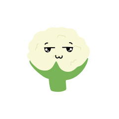 Various Cauliflower expressions of cartoon illustrations. cute and adorable emoticons of fruits and vegetables style