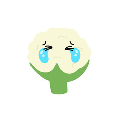 Various Cauliflower expressions of cartoon illustrations. cute and adorable emoticons of fruits and vegetables style