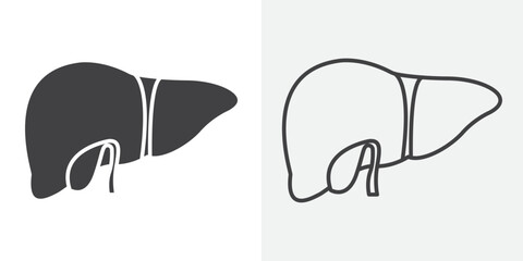 Human liver icon Line graphics illustration