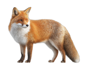 Elegant red fox with bushy tail and sharp ears