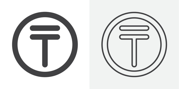Kazakhstan tenge icon Line graphics illustration