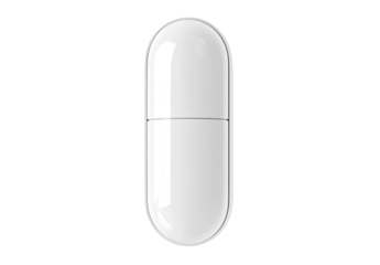 White capsule-shaped object, smooth, oval