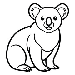 Naklejka premium Adorable black and white illustration of a sitting koala bear cartoon character