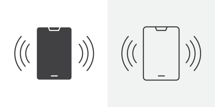 Mobile phone vibrating icon Line graphics illustration