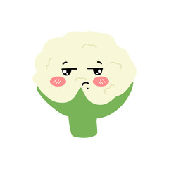 Various Cauliflower expressions of cartoon illustrations. cute and adorable emoticons of fruits and vegetables style