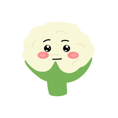Various Cauliflower expressions of cartoon illustrations. cute and adorable emoticons of fruits and vegetables style