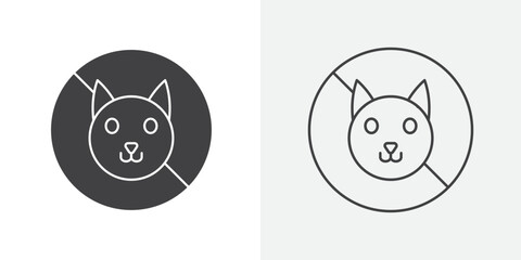No cats allowed icon Line graphics illustration