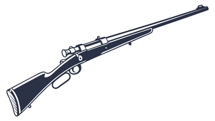 Dark Blue Rifle Silhouette with Scope on White Background