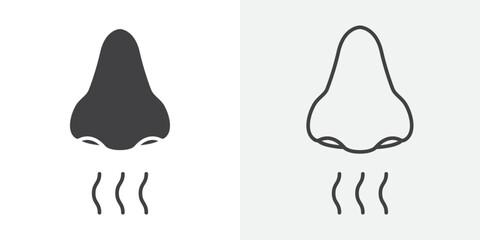 Nose with smoke icon Line graphics illustration