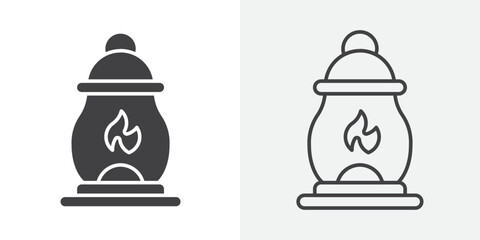 Oil lantern icon Line graphics illustration