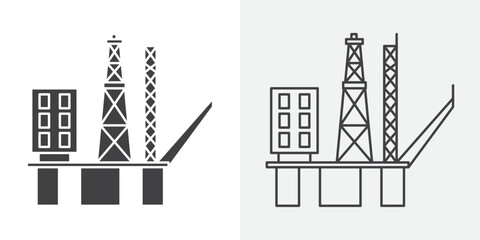 Oil platform icon Line graphics illustration
