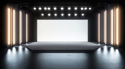 Spacious Television Studio Stage with Large Solid Backdrop