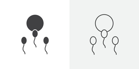 ovule being fertilized by sperm icon Line graphics illustration
