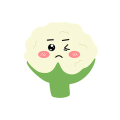 Various Cauliflower expressions of cartoon illustrations. cute and adorable emoticons of fruits and vegetables style