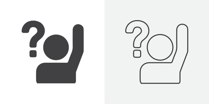 Person asking question icon Line graphics illustration