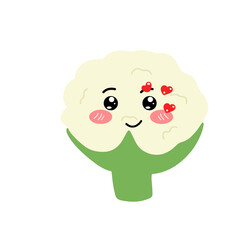 Various Cauliflower expressions of cartoon illustrations. cute and adorable emoticons of fruits and vegetables style