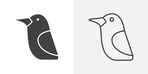 raven icon Line graphics illustration