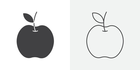 Red apple icon Line graphics illustration