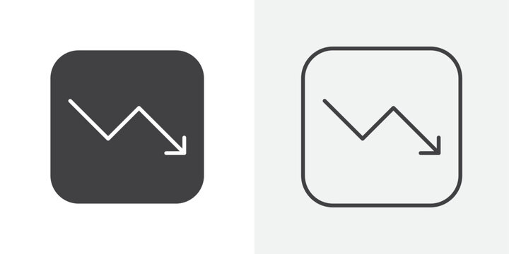 red Down arrow icon Line graphics illustration