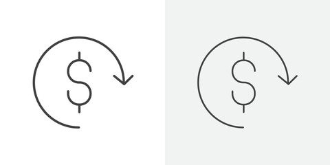 refund money icon Line graphics illustration