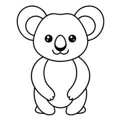 Fototapeta premium Adorable simple outline illustration of a cute standing cartoon koala bear on white background