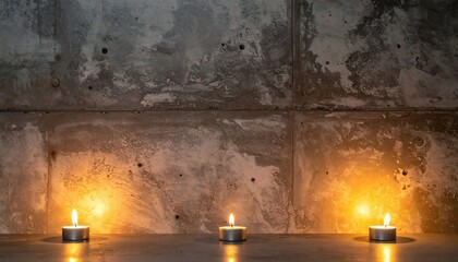 Three Candles On A Concrete Wall