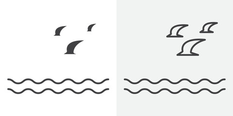 Sea with seagull icon Line graphics illustration
