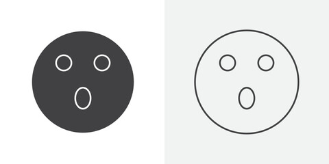 Shocked face icon Line graphics illustration