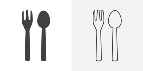 spoon and fork icon Line graphics illustration