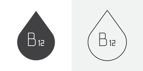 Vitamin B12 drop icon Line graphics illustration