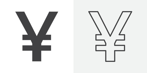 Yen sign icon Line graphics illustration