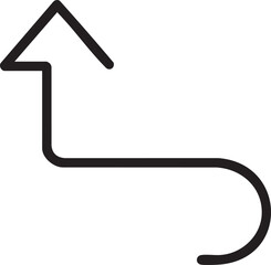 Stylized Arrow Icon Looping Backwards Then Pointing Upwards Representing Reversal Undo or Going Back to a Previous State