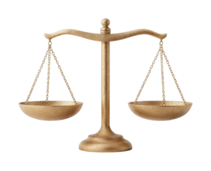 Golden balance scale symbolizing justice and fairness