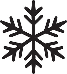 Simple Black Snowflake Icon on White Background Representing Winter Cold Weather and Holiday Season black