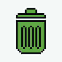 rubbish bin pixel art icon vector illustration.