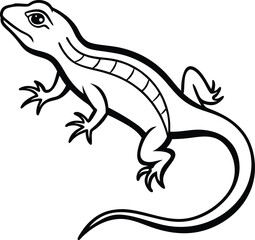 Fototapeta premium Lizard black silhouette on white background 