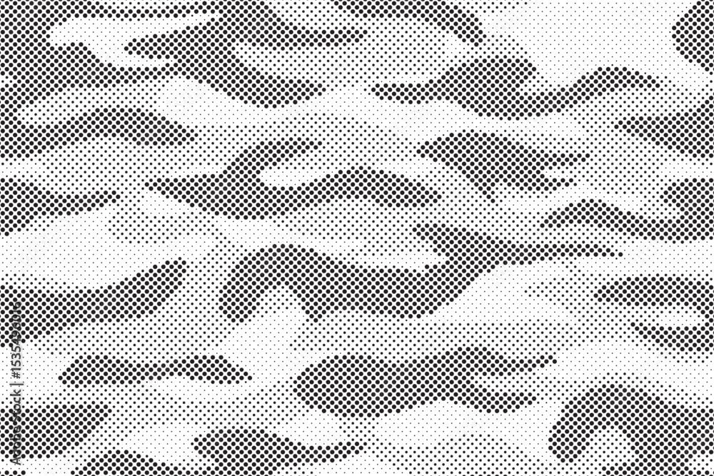 Poster Abstract halftone seamless camouflage pattern. Repeating digital dotted hexagonal camo military texture background. Abstract modern fabric textile ornament. Vector illustration.