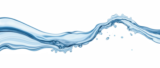 Flowing water creates serene and refreshing visual, showcasing smooth curves and splashes. vibrant blue tones enhance feeling of tranquility