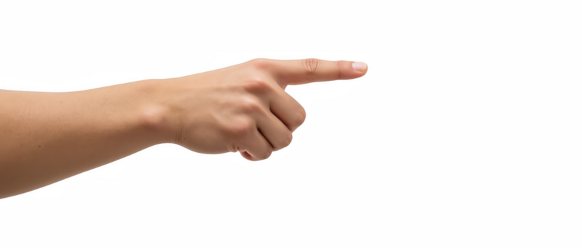 Hand pointing forward, indicating direction or attention, showcasing gesture of communication and engagement