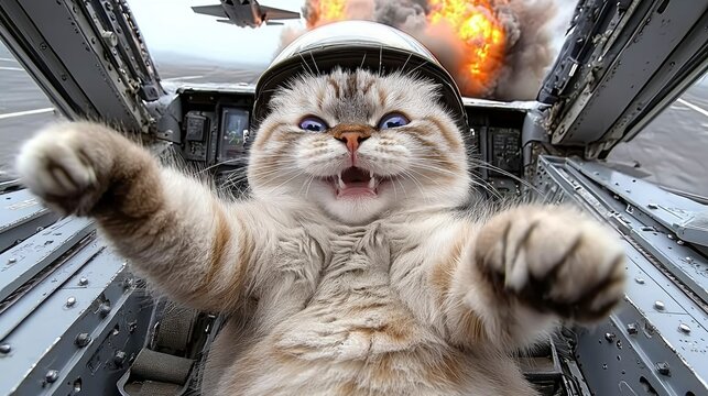 Cat in a Fighter Jet - Powered by Adobe