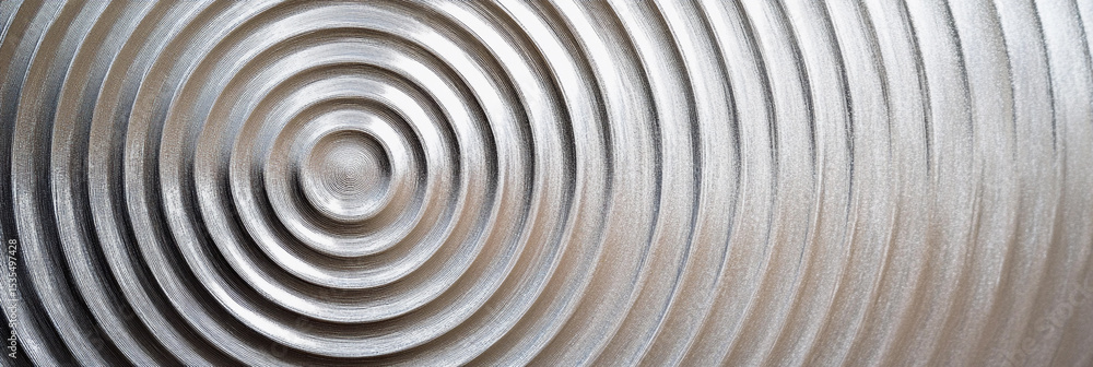 Poster Abstract close-up of circular patterns in a metallic surface Generative AI