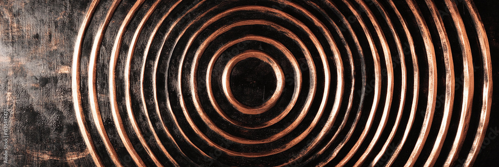 Poster Abstract close-up of concentric circles on a textured surface Generative AI